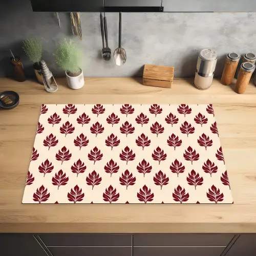 Botanisch - Patroon - Bordeaux Inductie beschermer vinyl 3mm klein 276 -sfeer5