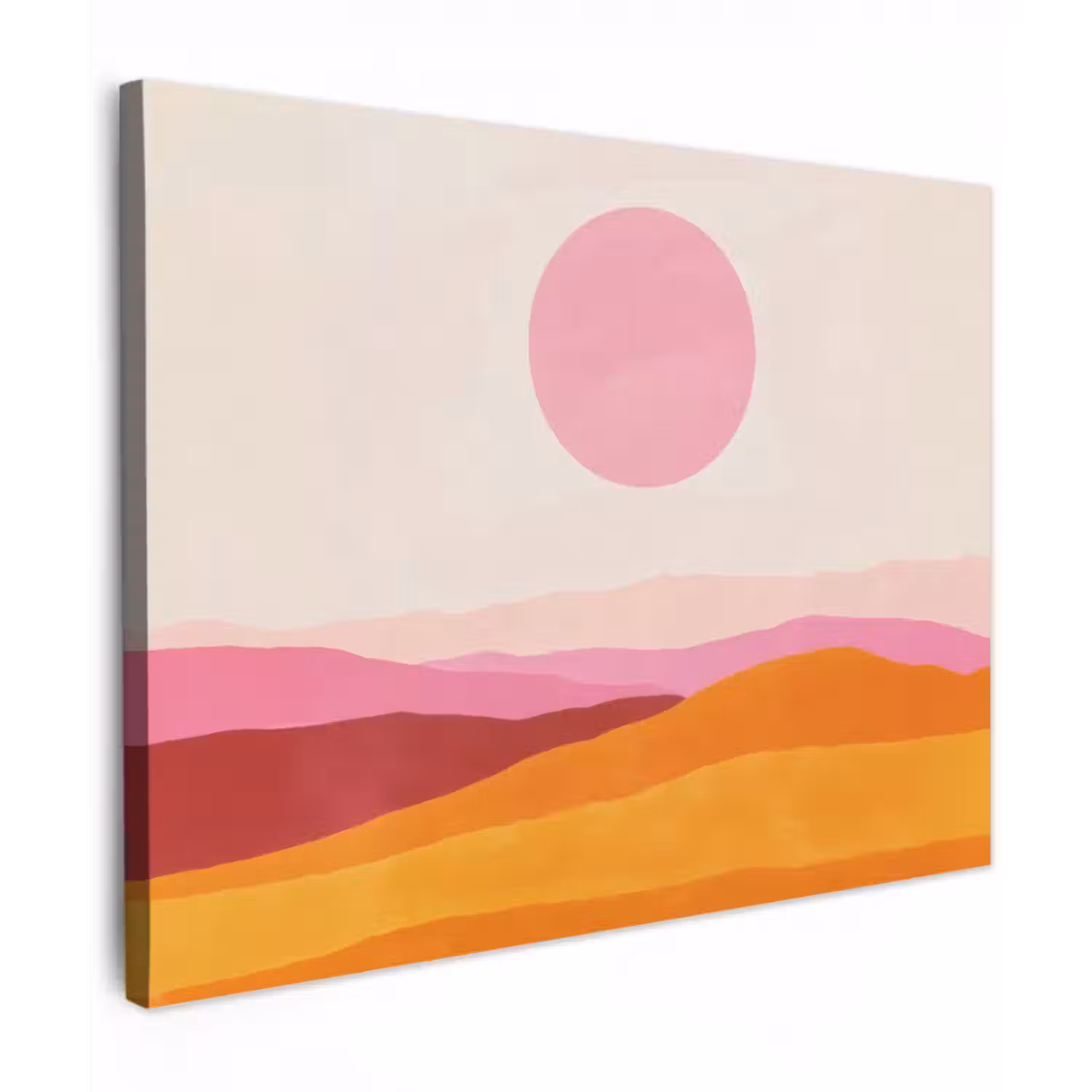 Leinwandbild - Hügel - Orange - Sonne - Abstrakt