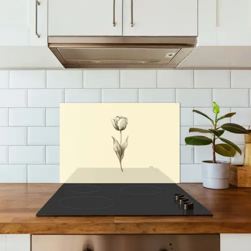 Illustratie - Tulp - Zwart keuken achterwand spatscherm klein -sfeer2