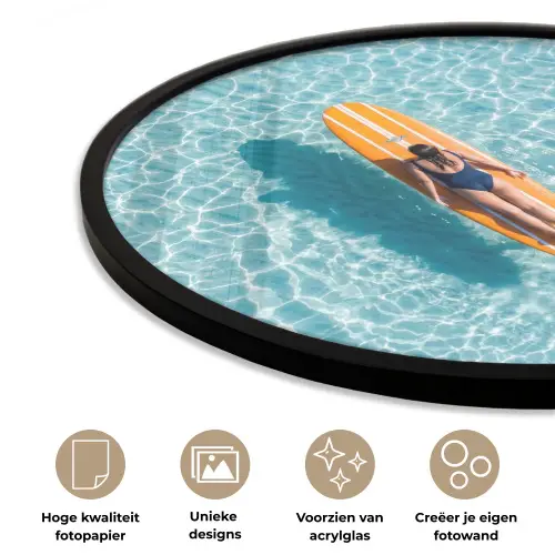 Surfboard - Water - Badpak - Oranje Fotolijst rond zonder passe partout klein -closeup_NL
