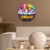 Pinguïns - Badkuip - Kleurrijk - Schuim Akoestische PET Vilt - Rond klein -sfeer1