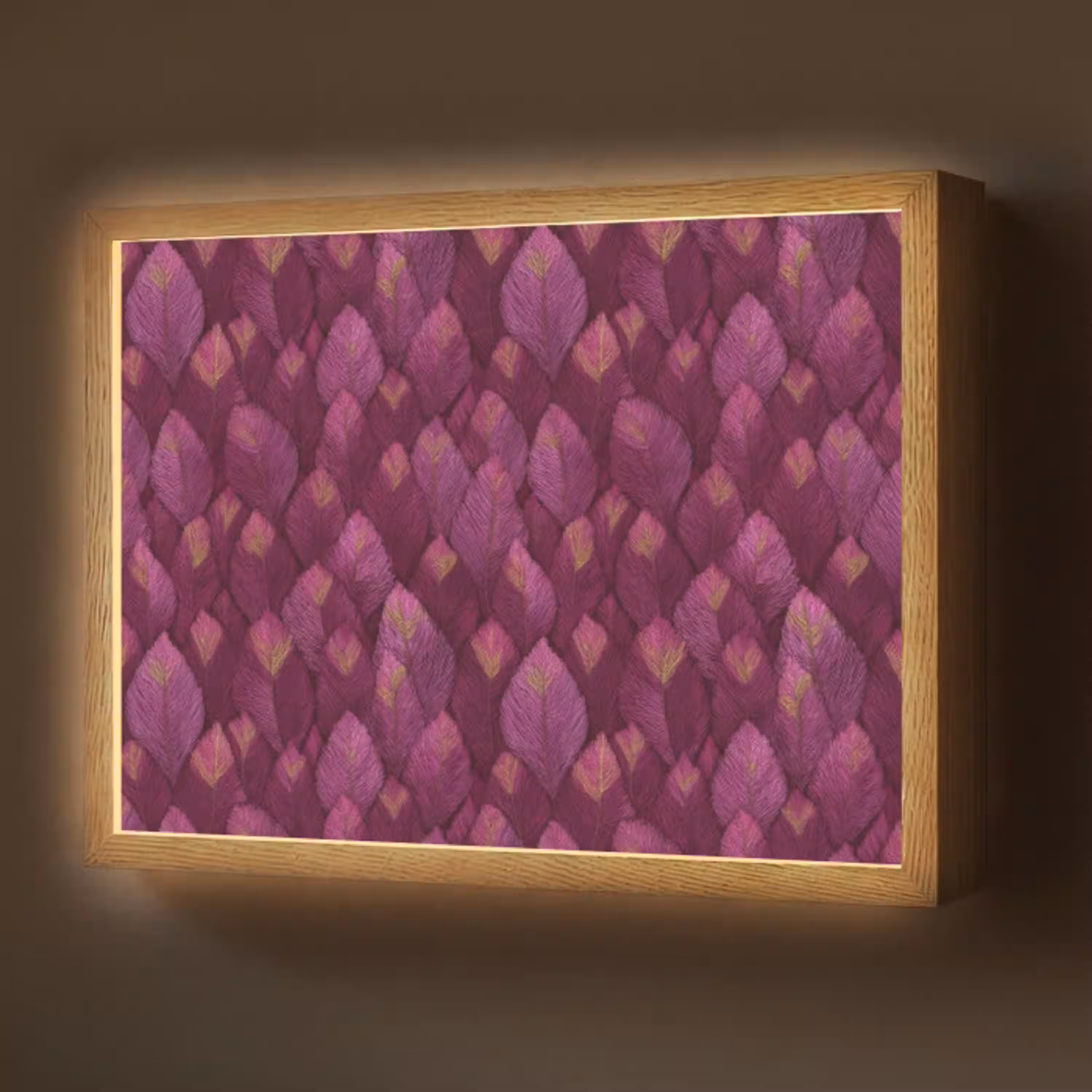 Bladeren - Patroon - Burgundy Light Box met batterij (Wandlamp) middel 907 -z3d_website