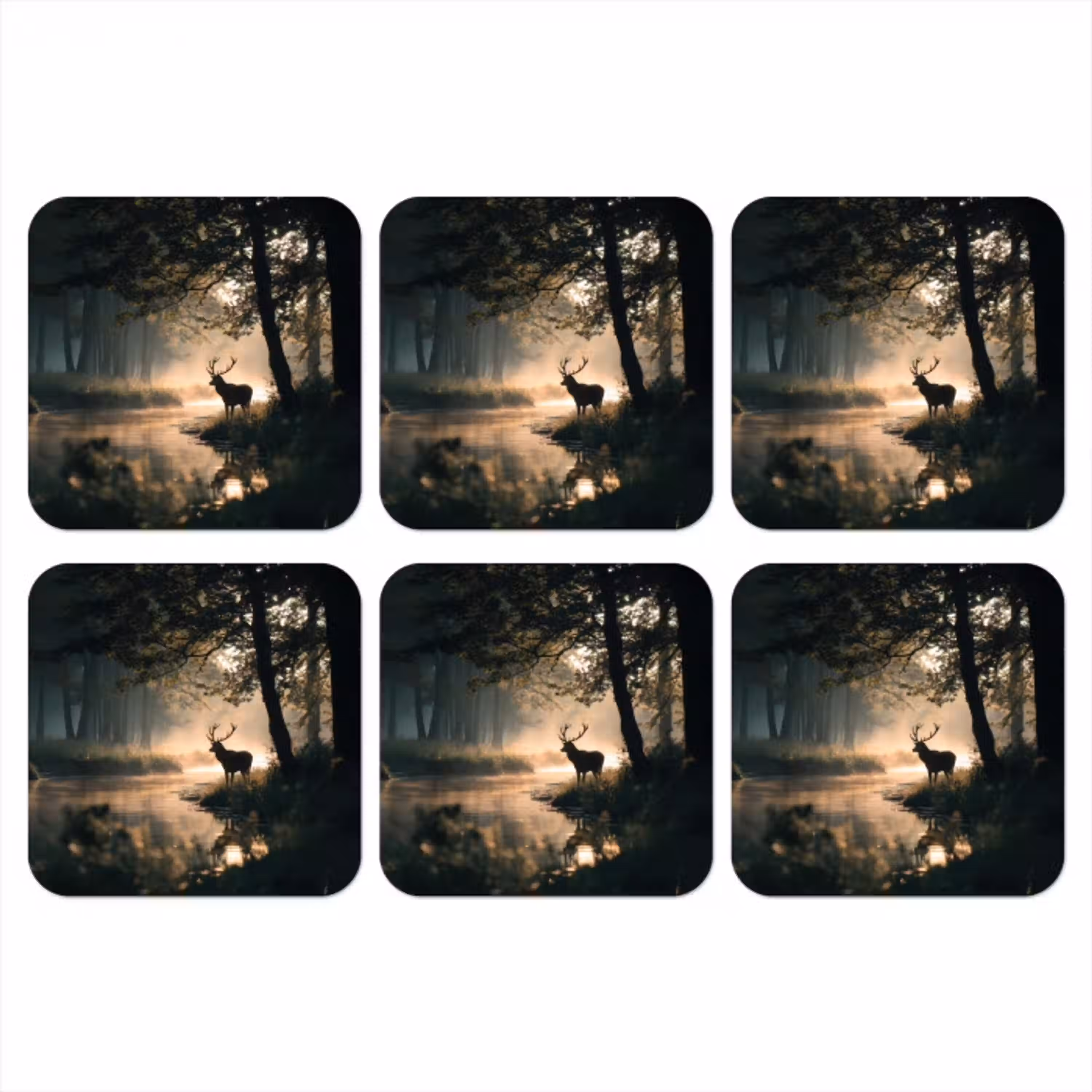 Hert - Bosbeek - Mystiek onderzetter kurk middel -3d