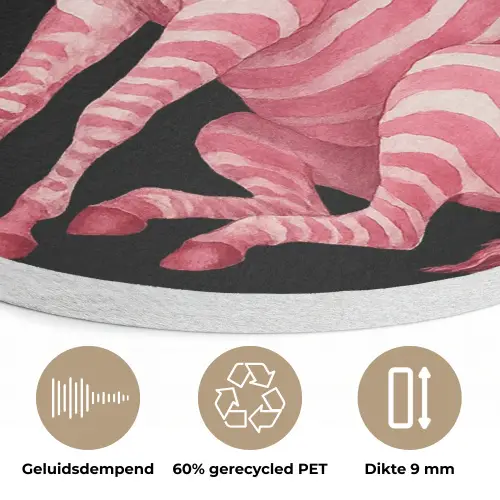 Zebra - Roze - Gestreept Akoestische PET Vilt - Rond klein -closeup_NL