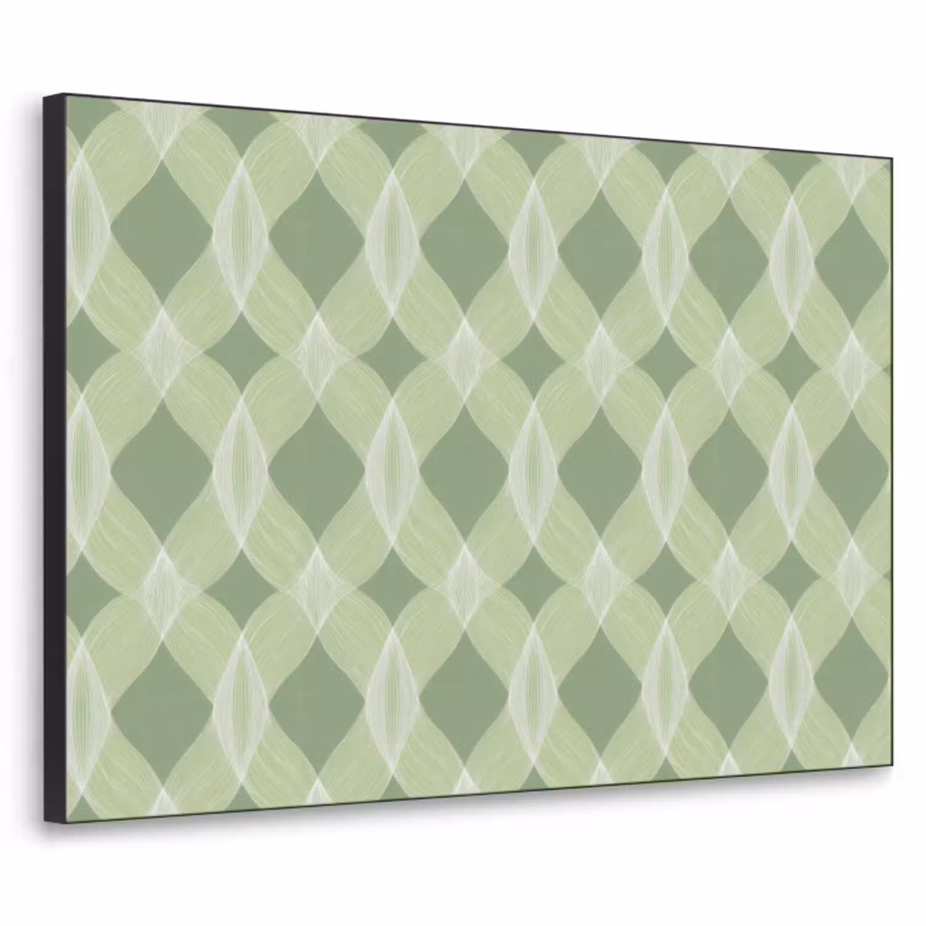 Saliegroen - Geometrisch - Organisch - Traliewerk - Patroon Textielframe zwart klein 947 -3d