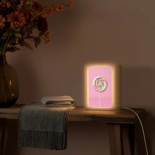 Lolly - Roze - Snoep - Zoet Light Box met kabel (Tafellamp) klein -sfeer4