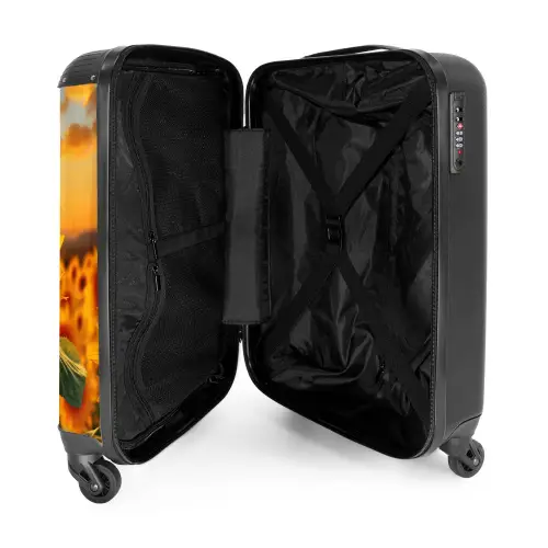 Gele zonnebloem bij zonsondergang NBS - Handbagage koffer - Kinderen Unisex middel -binnenkant