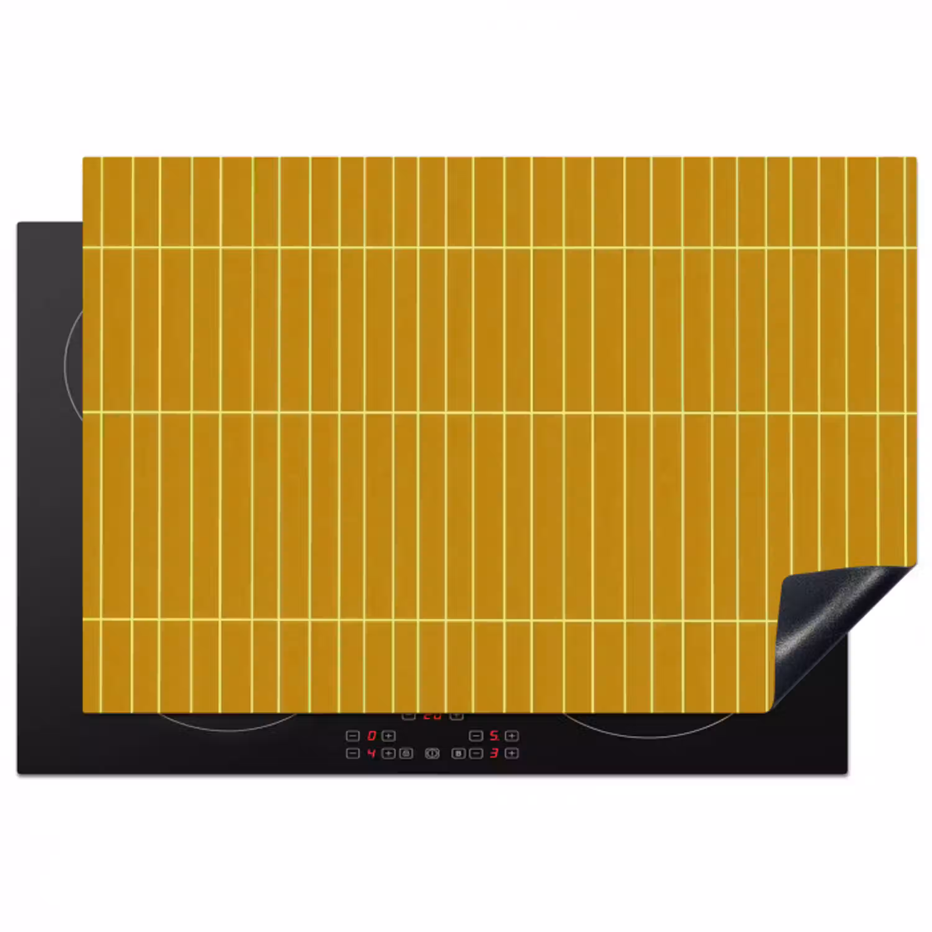Tegels - Verticaal - Mosterdgeel Inductie beschermer vinyl 3mm klein 276 -3d