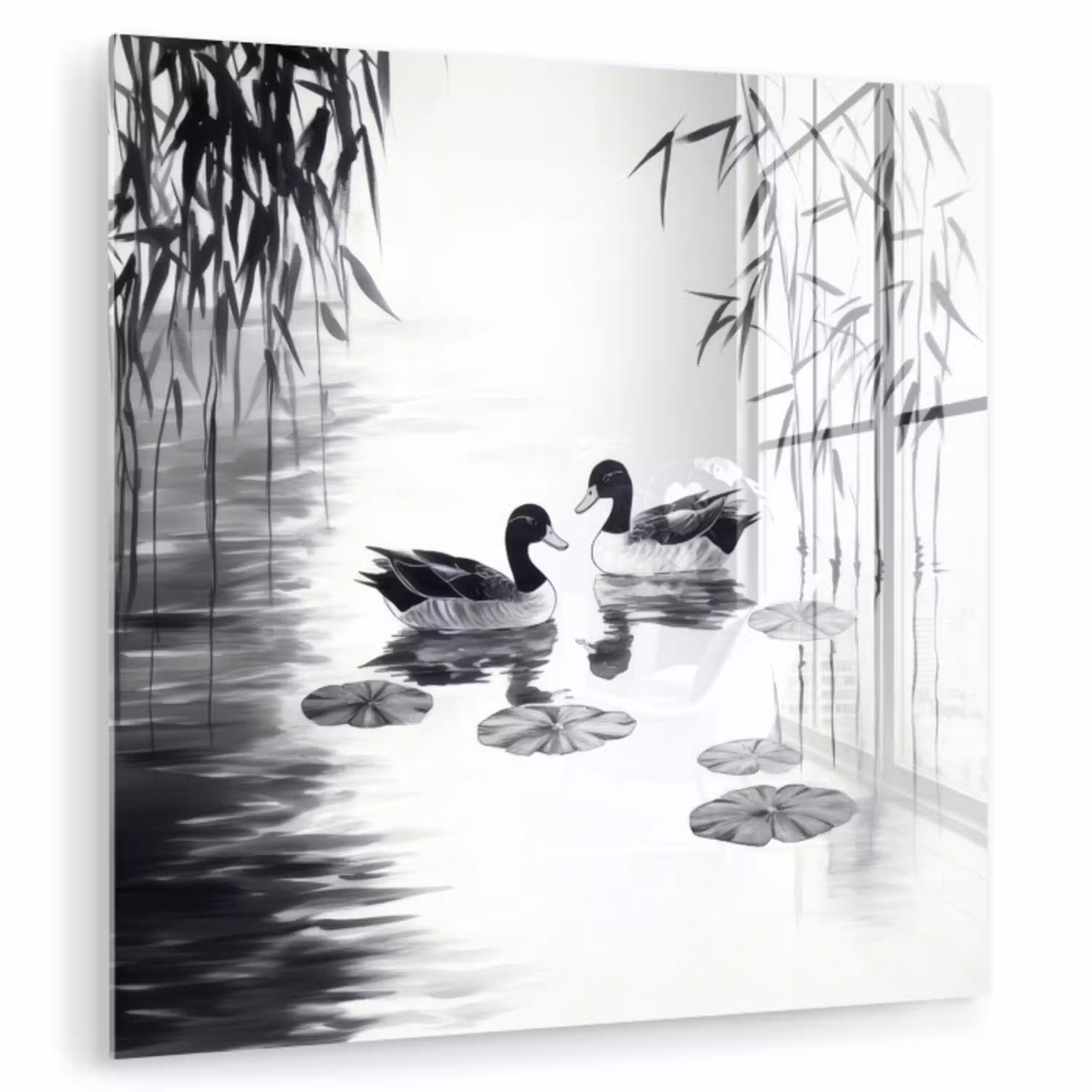 Eenden - Waterlelies - Riet - Zwart plexiglas 5mm klein -zzzproduct_nieuw