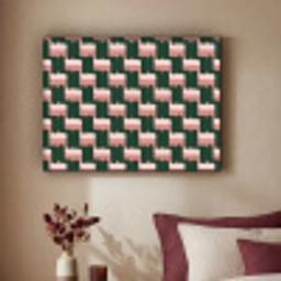 Vlechtpatroon - Groen - Roze - Geometrisch Textielframe zwart klein 947 -sfeer1