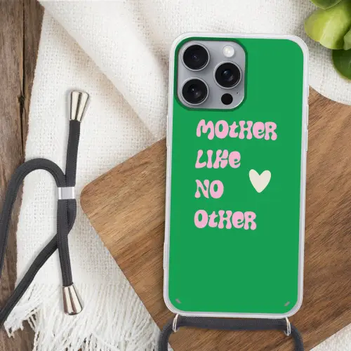 Tekst - Hartje - Moeder - Groen Hoesje iPhone 16 Pro Max met koord klein -sfeer4