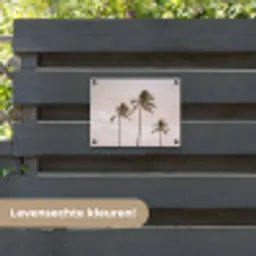 Palmbomen - Zonsondergang - Roze tuinposter los doek klein -sfeer3