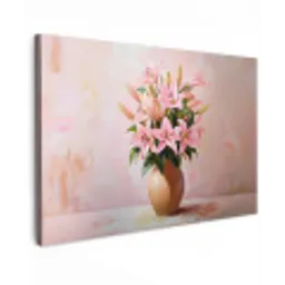 Vaas - Bloemen - Roze Tuinposter op houten frame 2 cm dik klein -3d