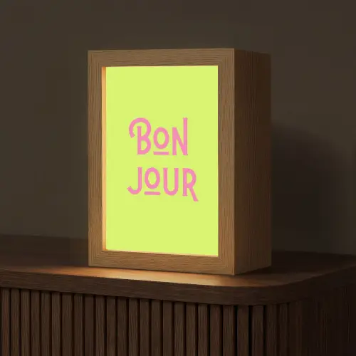 Groen - Roze bonjour - art-deco Light Box met kabel (Tafellamp) klein -z3d_website