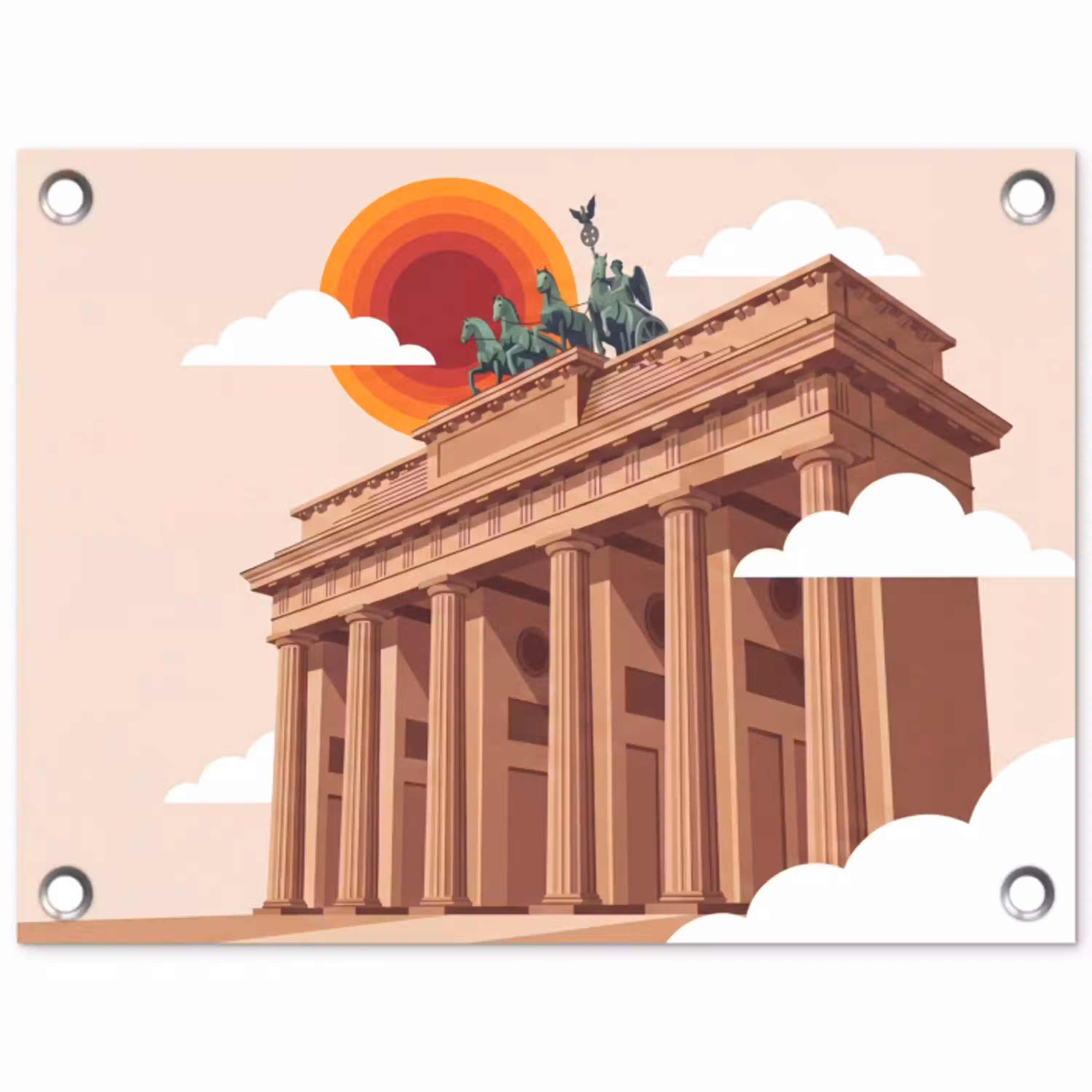Architectuur - Brandenburg - Berlijn - Zonsondergang - Historisch tuinposter los doek klein -3d