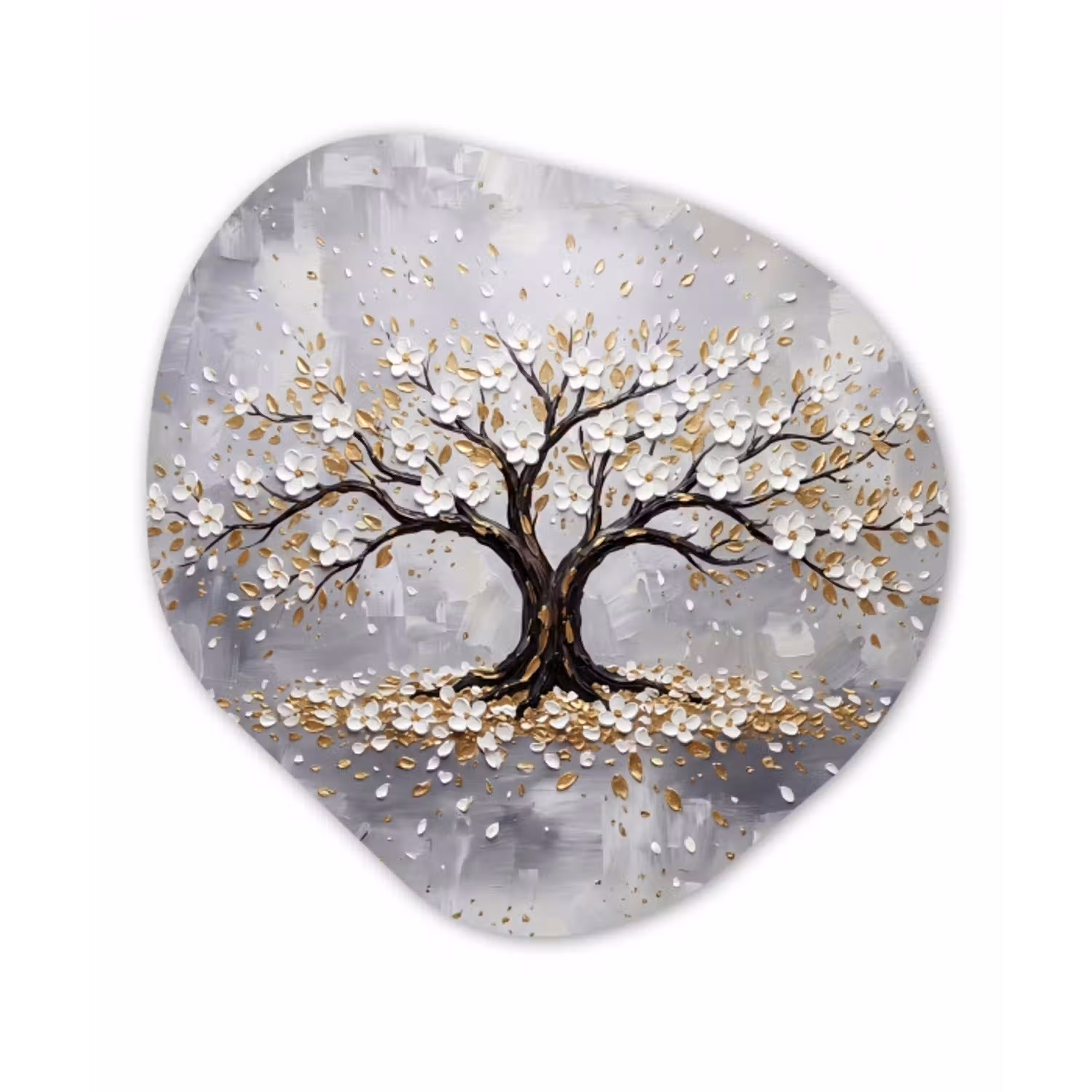 Boom - Bloemen - Natuur - Abstract - Wit Wandcirkel Organisch Forex 3mm klein -3d