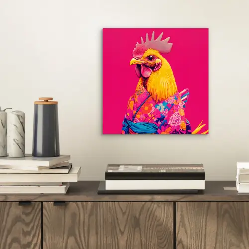 Haan - Kleurrijk - Kimono - Roze aluminium wit klein -sfeer1