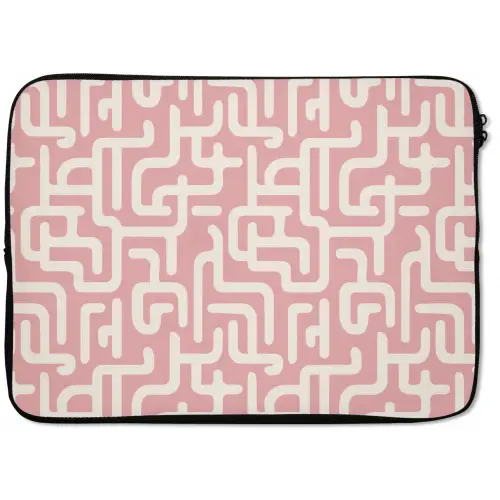Doolhofpatroon - Roze - Wit - Abstract laptophoes neopreen klein 279 -zkaufland3dotto