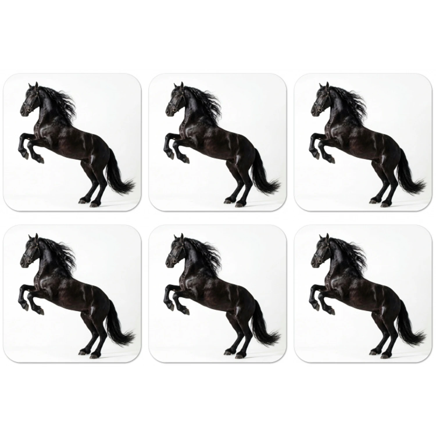 Zwart - Paard - Portret onderzetter kurk middel -zkaufland3dotto