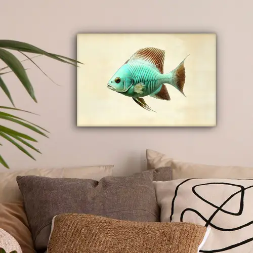 Schubben - Vis - Mint - Minimalistisch canvas 2cm klein -sfeer1