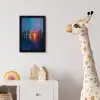 Skyline - Penseelstreken - Donkerblauw - Lichtgevend fotolijst zwart zonder passe partout klein -usfeer4_kinderkamer