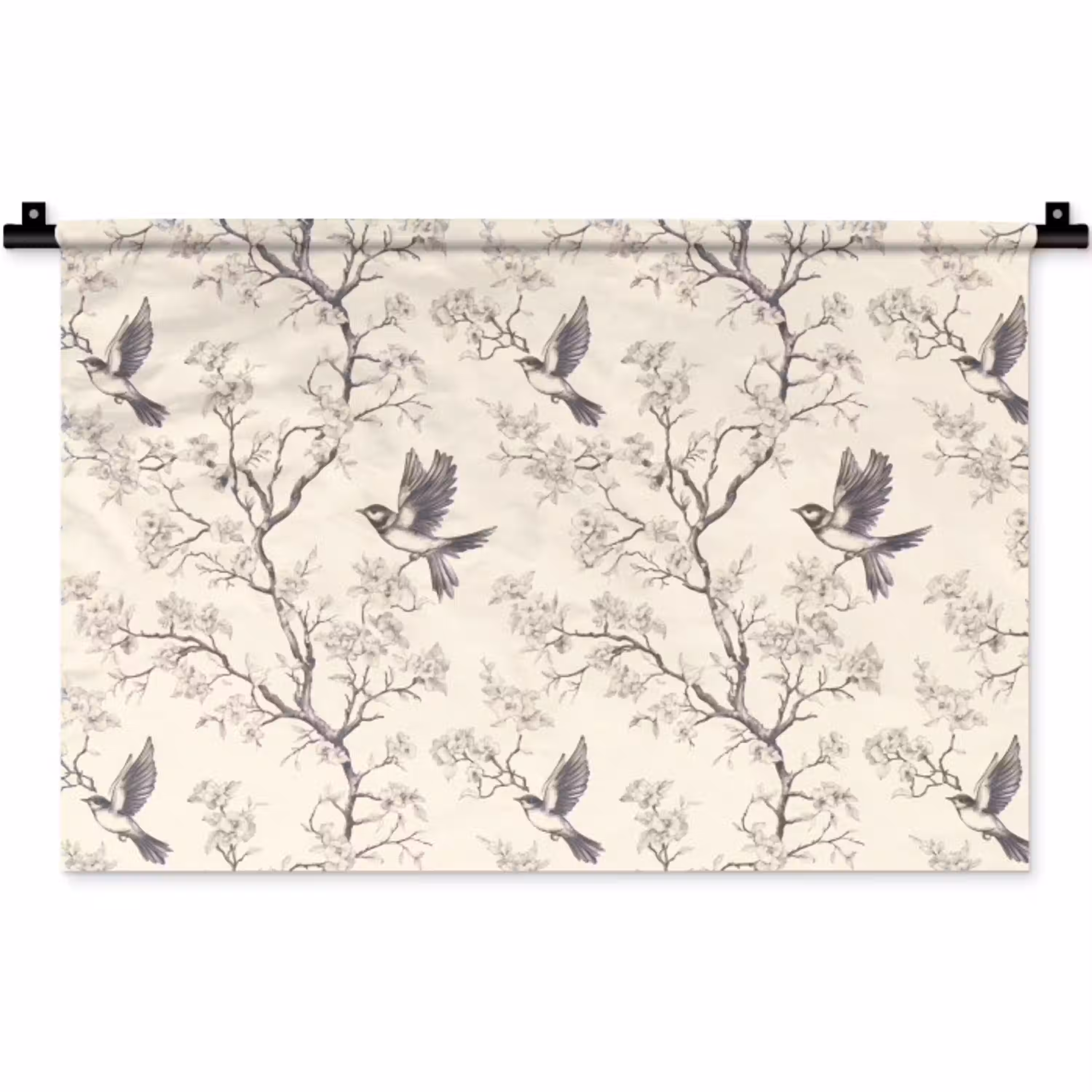 Takken - Vogels - Beige Wandkleed katoen klein 269 -zz3d