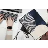 Donkerblauw - Abstract - Lijnen laptophoes neopreen klein -bureau