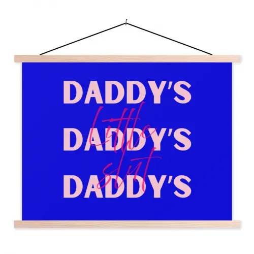 Blauw - Daddy's - Blokletters textielposter latten blank klein -3d
