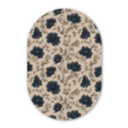 Motief - Bloemen - Zwart - Beige Wandcirkel Ovaal Forex klein 630 -3d