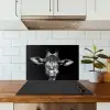 Giraffe - Portret - Dieren - Zwart - Wit keuken achterwand spatscherm klein -sfeer2