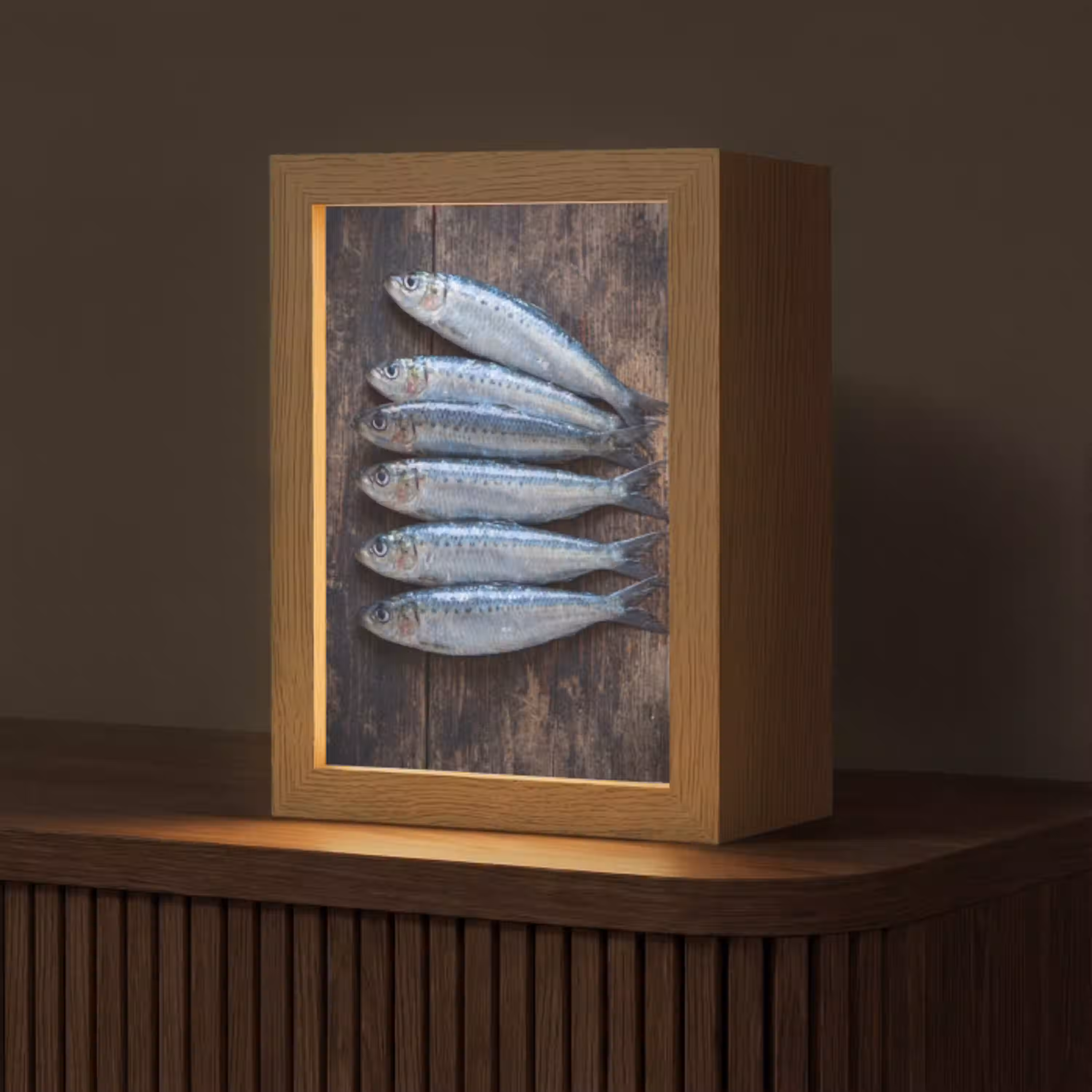 Vis - Hout - Eten Light Box met kabel (Tafellamp) klein -z3d_website