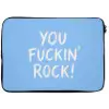 Blauw - Wit - You fuckin rock laptophoes neopreen klein -zkaufland3dotto