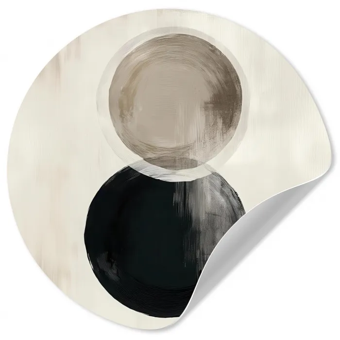 Cirkels - Vorm - Beige - Abstract Wandcirkel behangsticker klein -3d