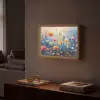 Bloemen - Natuur - Waterverf - Kunst Light Box met batterij (Wandlamp) middel -sfeer1