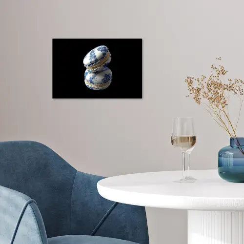 Eten - Macarons - Delfts blauw - Koekjes poster papier klein -sfeer3