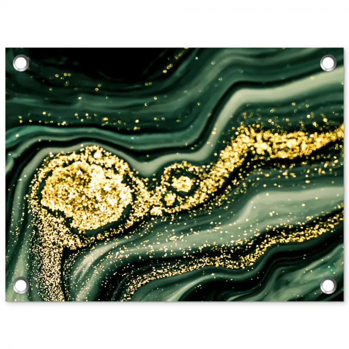 Marmer - Goud - Glitter - Groen - Marmerlook - Luxe tuinposter los doek klein -3d