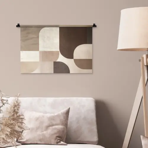 Geometrisch - Geweven structuur - Modern Wandkleed katoen klein -sfeer4