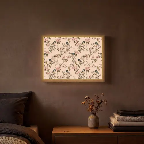 Bloesem - Koolmees - Roze Light Box met batterij (Wandlamp) middel 907 -sfeer4