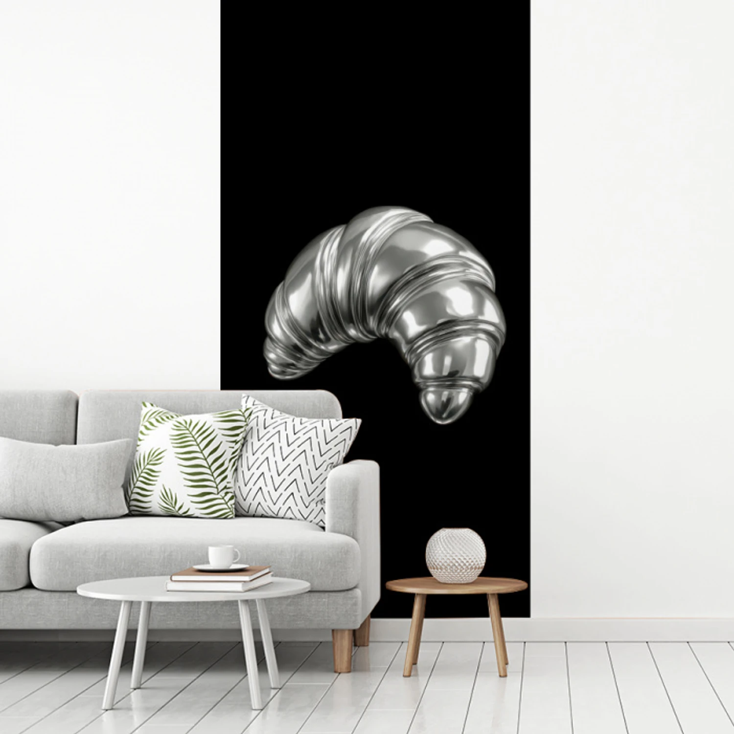 Croissant - Metaal - Zilver fotobehang vinyl groot -woonkamer