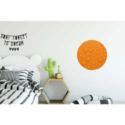 Water - Druppels - Oranje Wandcirkel aluminium klein -kinderkamer