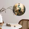 Pauw - Pauwenveren - Bloemen - Vogels - Botanisch Wandcirkel kunststof plaat 5mm dik klein -sfeer4