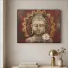 Boeddha - Mandala - Bloem - Rood - Goud - Zen Textielframe - compleet frame klein -sfeer2
