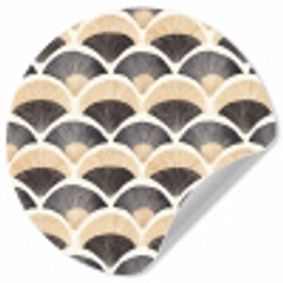 Waaier - Patroon - Zwart - Beige Wandcirkel behangsticker klein 186 -3d