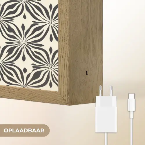 Grafisch - Patroon - Zwart Light Box met batterij (Wandlamp) middel 907 -USP_websiteoplaadbaarNL