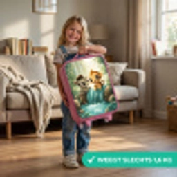 Zebra - Aapje - Waterval - Rotsen Kinderkoffer - Roze klein -sfeer2_NL