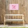 Tekst - Roze - Love - Hart Tuinposter op houten frame 2 cm dik klein -sfeer4