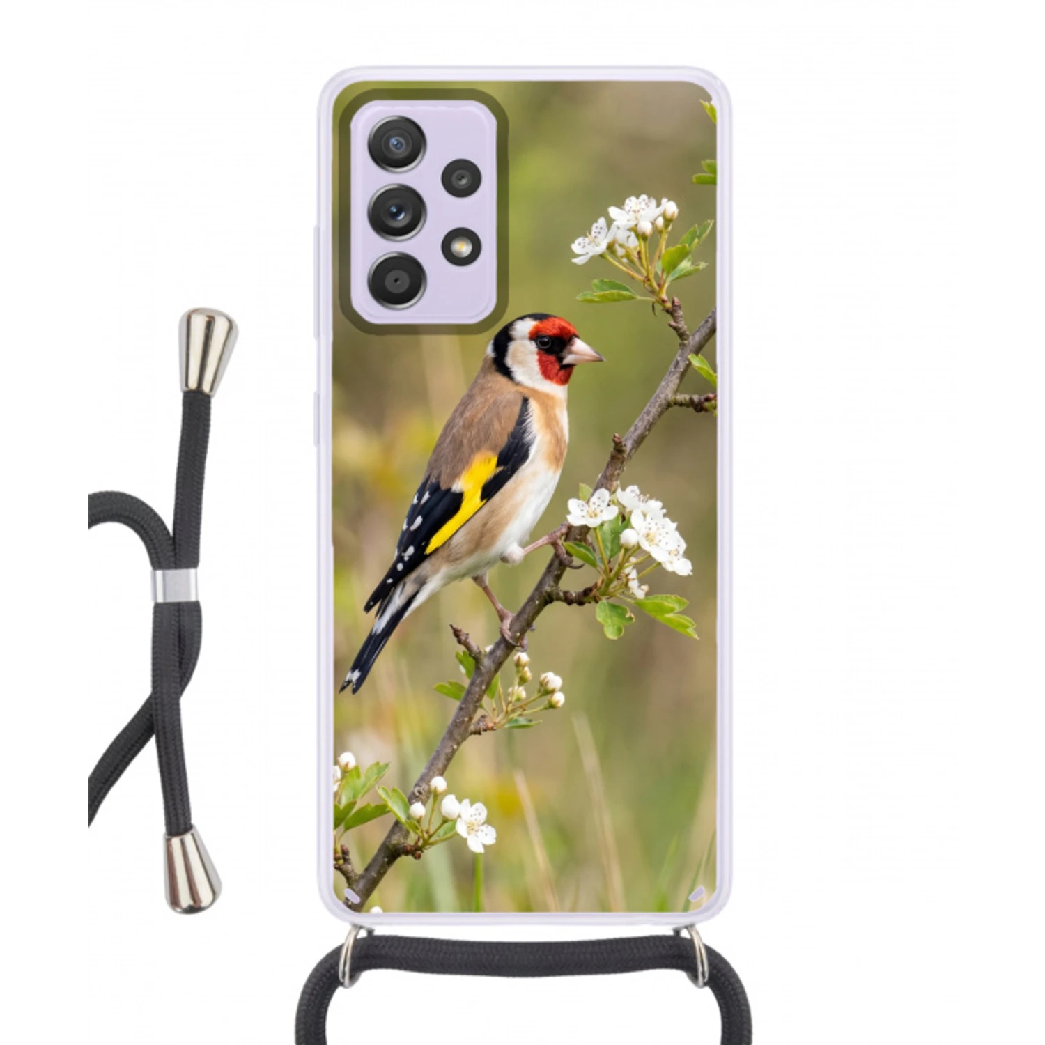 Putter - Bloesem - Lente - Natuur - Kleurrijk Hoesje Samsung Galaxy A52 5G met koord klein -3d