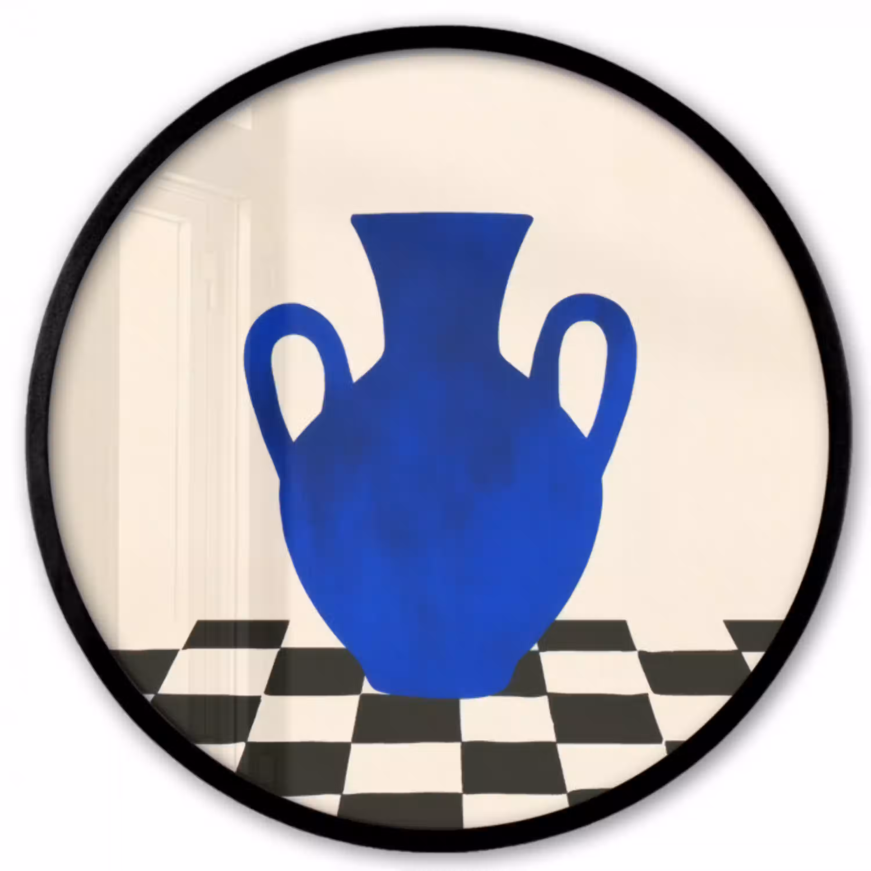 Vaas - Blauw - Geblokt - Modern Fotolijst rond zonder passe partout klein -3d