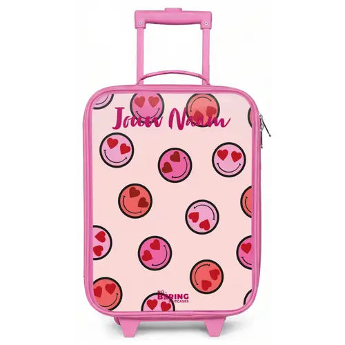 Hartje - Smiley - Patroon Kinderkoffer - Roze klein -zz3dotto