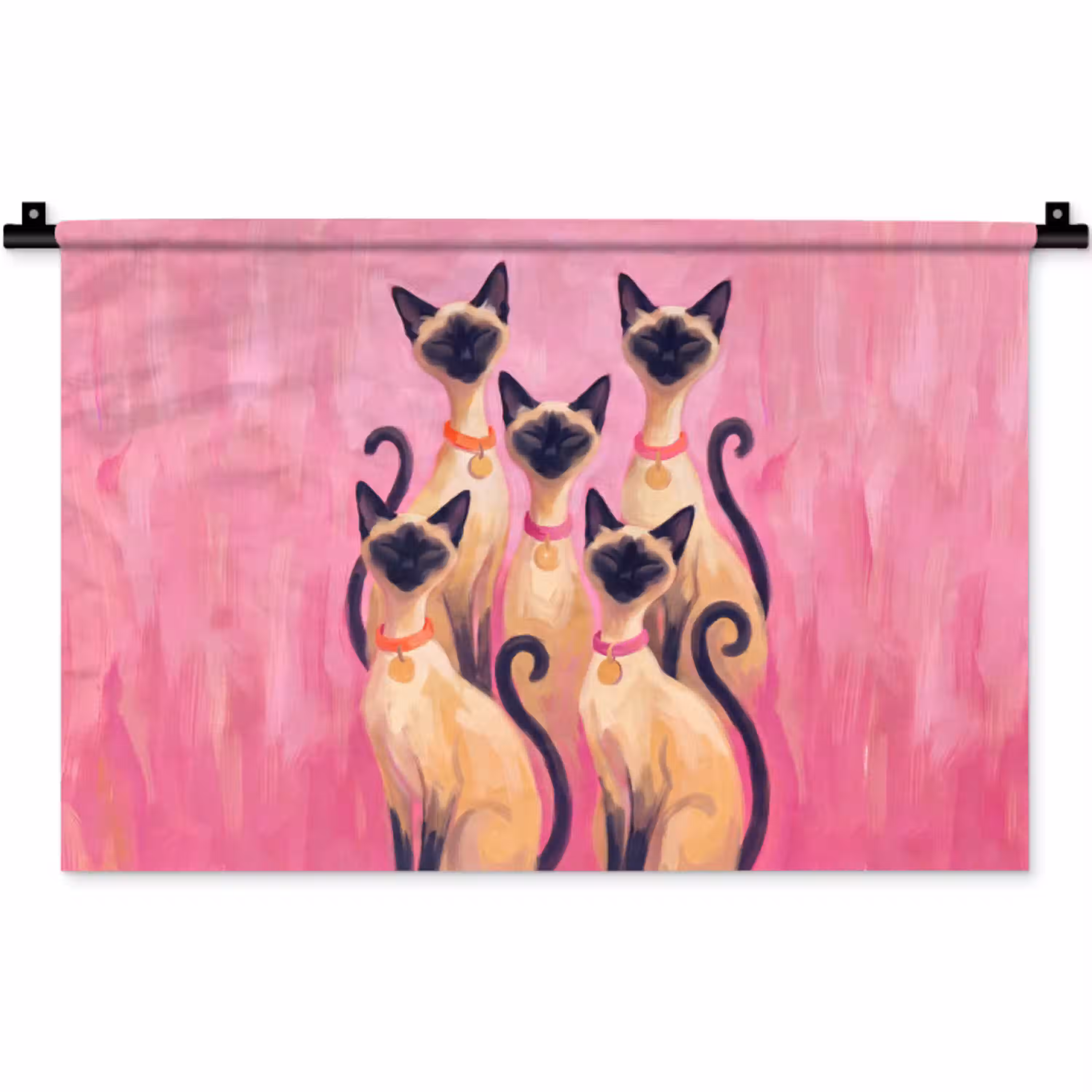 Kat - Groep - Dieren - Modern - Roze Wandkleed katoen klein -zz3d